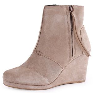 TOMS Desert Wedge Side Zip Suede Ankle Boot